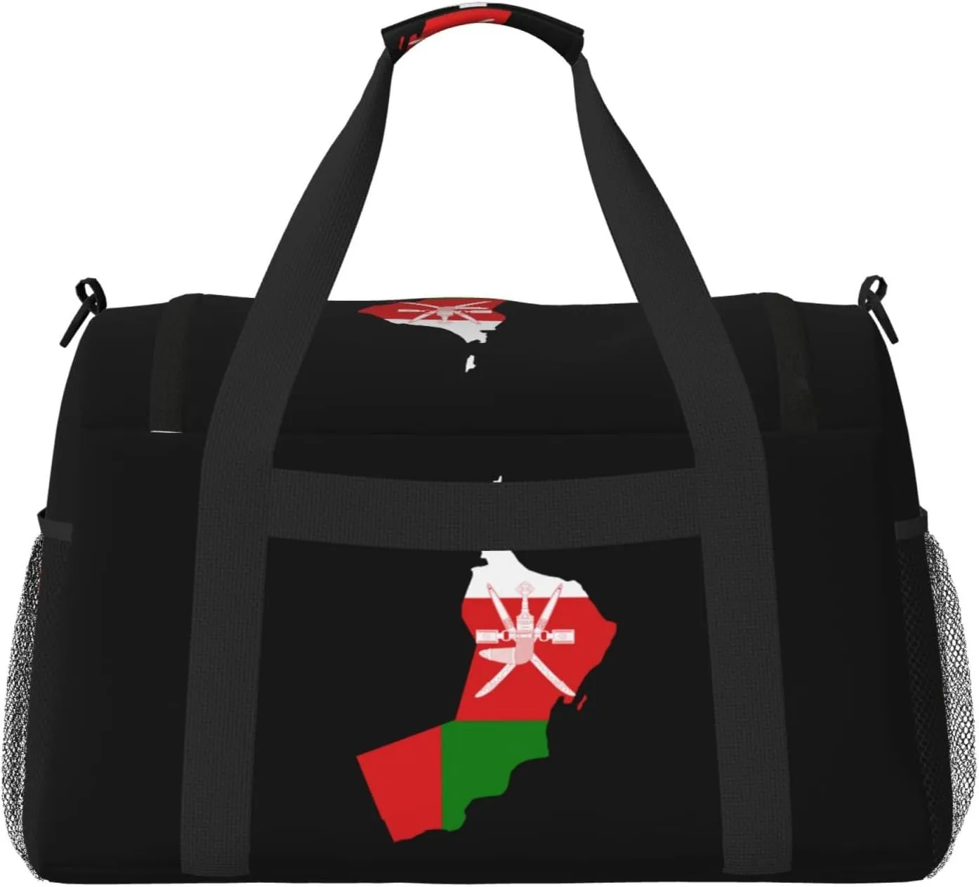 Flag Map Of Oman Travel Duffel Bag Large Foldable Waterproof Overnight Bag For Beach Swim Bags Pool Sports Gym