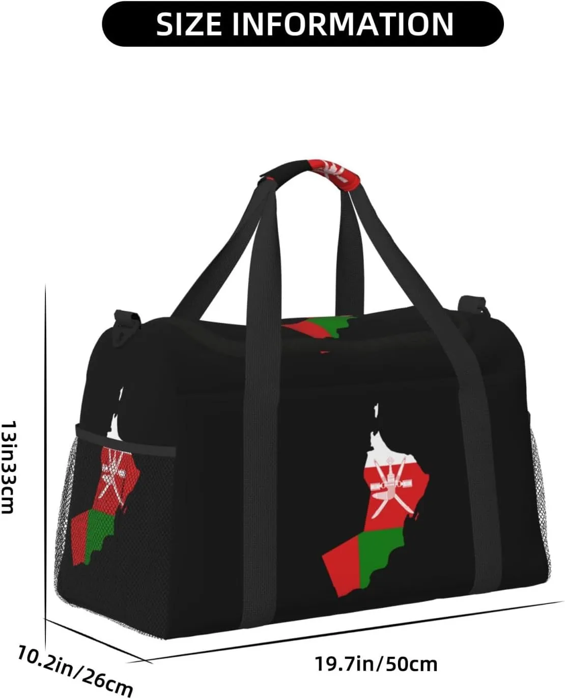 Flag Map Of Oman Travel Duffel Bag Large Foldable Waterproof Overnight Bag For Beach Swim Bags Pool Sports Gym