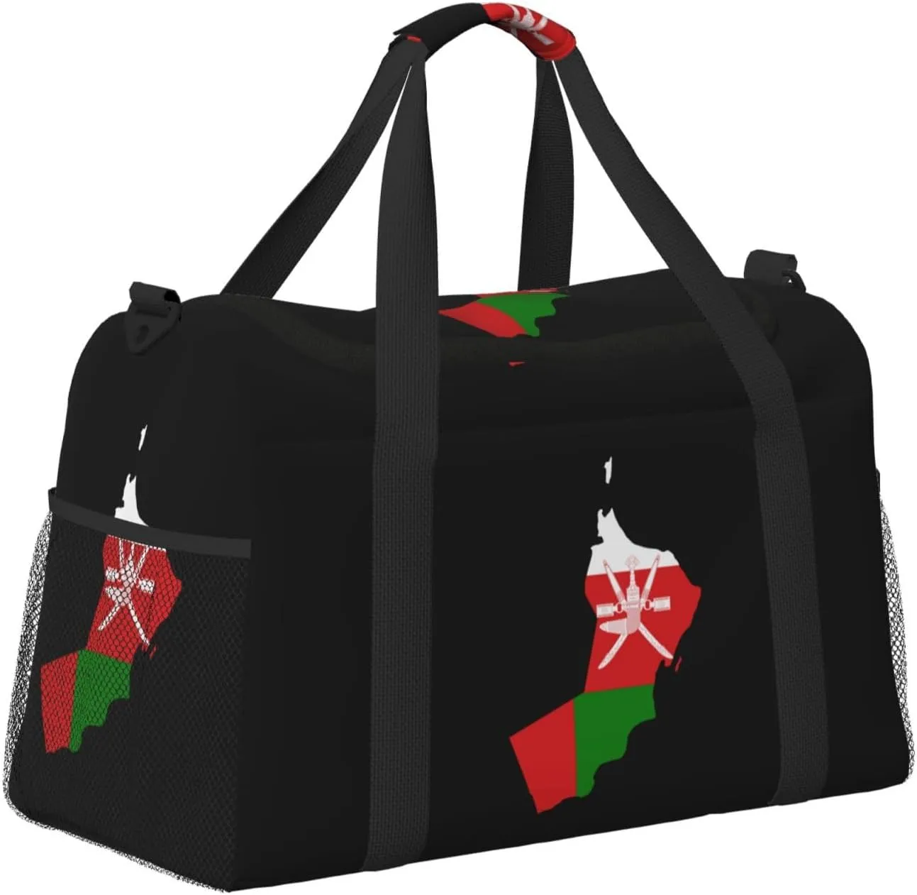 Flag Map Of Oman Travel Duffel Bag Large Foldable Waterproof Overnight Bag For Beach Swim Bags Pool Sports Gym