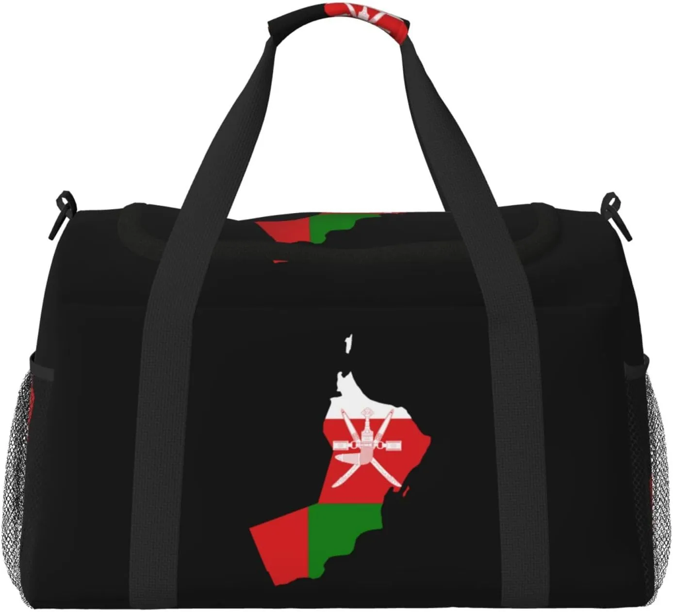 Flag Map Of Oman Travel Duffel Bag Large Foldable Waterproof Overnight Bag For Beach Swim Bags Pool Sports Gym