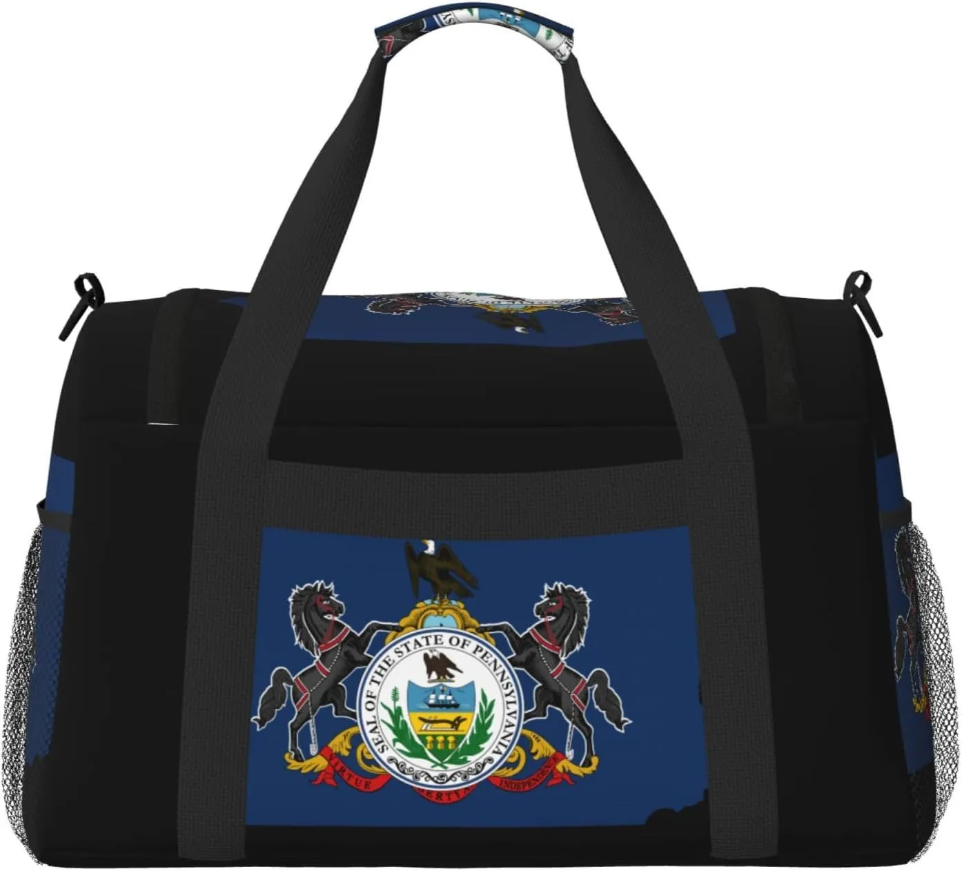 Flag Map Of Pennsylvania Travel Duffel Bag Large Foldable Waterproof Overnight Bag For Beach Swim Bags Pool Sports Gym