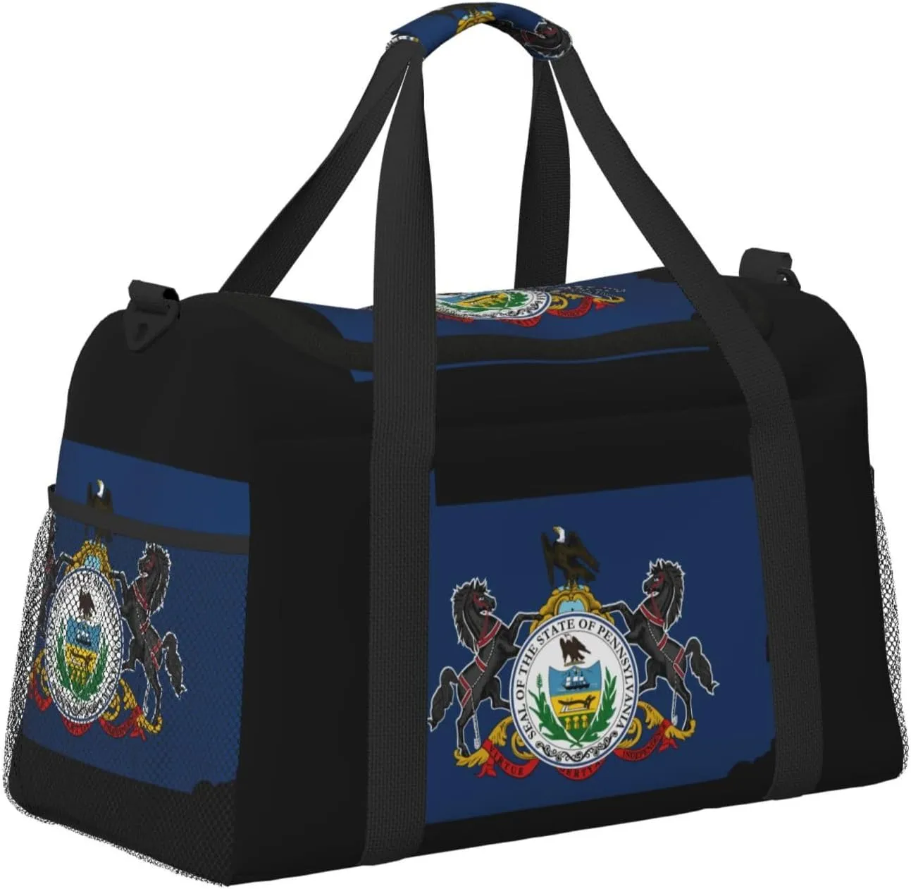 Flag Map Of Pennsylvania Travel Duffel Bag Large Foldable Waterproof Overnight Bag For Beach Swim Bags Pool Sports Gym