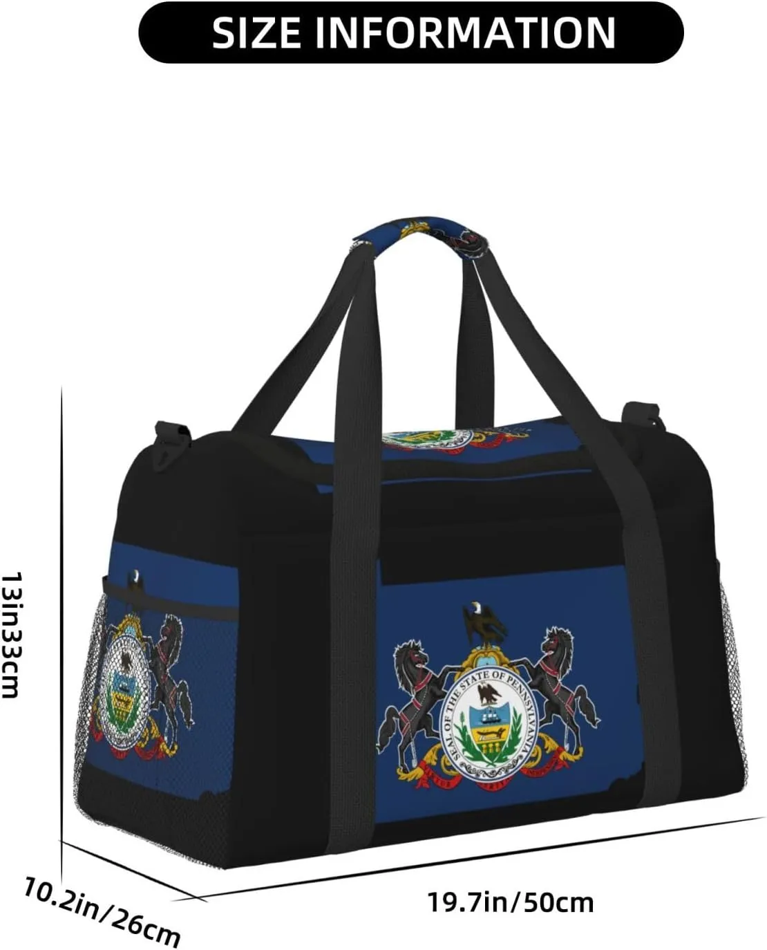 Flag Map Of Pennsylvania Travel Duffel Bag Large Foldable Waterproof Overnight Bag For Beach Swim Bags Pool Sports Gym