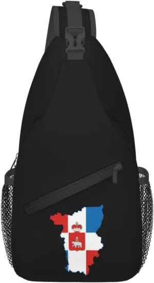 Flag Map of Perm Krai Crossbody Bags For Women Men Chest Backpack Gym Shoulder Bag Travel Outdoor Sports Casual Crossbody Bags