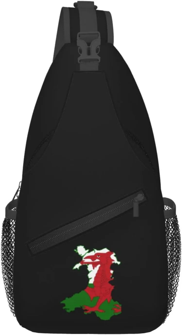 Flag Map of Wales Crossbody Bags For Women Men Chest Backpack Gym Shoulder Bag Travel Outdoor Sports Casual Crossbody Bags