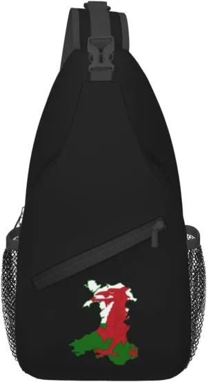 Flag Map of Wales Crossbody Bags For Women Men Chest Backpack Gym Shoulder Bag Travel Outdoor Sports Casual Crossbody Bags