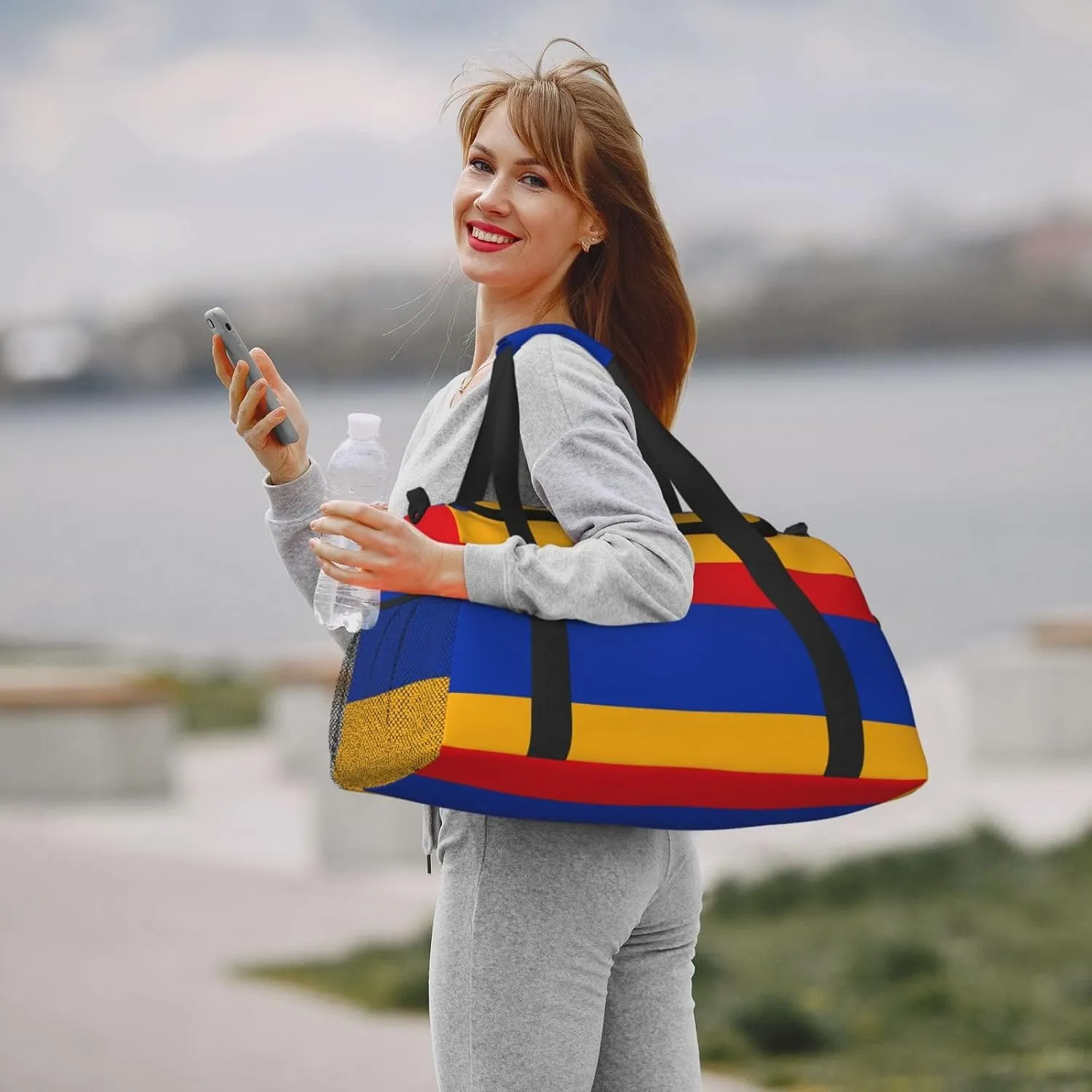 Flag Of Armenia Travel Duffel Bag Large Foldable Waterproof Overnight Bag For Beach Swim Bags Pool Sports Gym