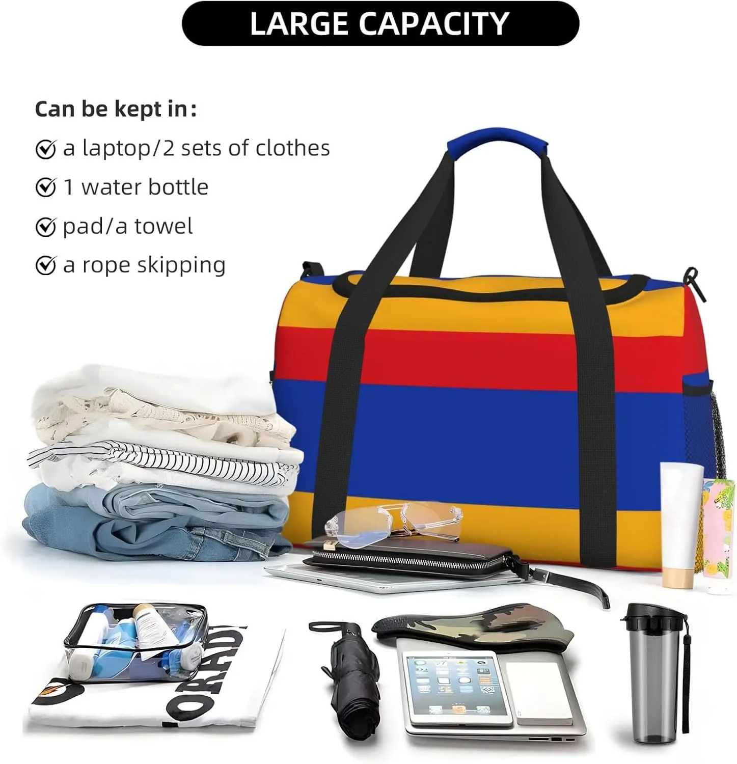 Flag Of Armenia Travel Duffel Bag Large Foldable Waterproof Overnight Bag For Beach Swim Bags Pool Sports Gym