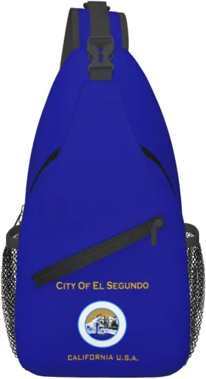 Flag Of El Segundo, California Crossbody Bags For Women Men Chest Backpack Gym Shoulder Bag Travel Outdoor Sports Casual Crossbody Bags