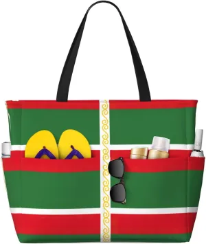 Flag of the Chechen Republic print Large Waterproof Beach Bag for Women Tote Bag for Travel Vacation fun Travel Bag