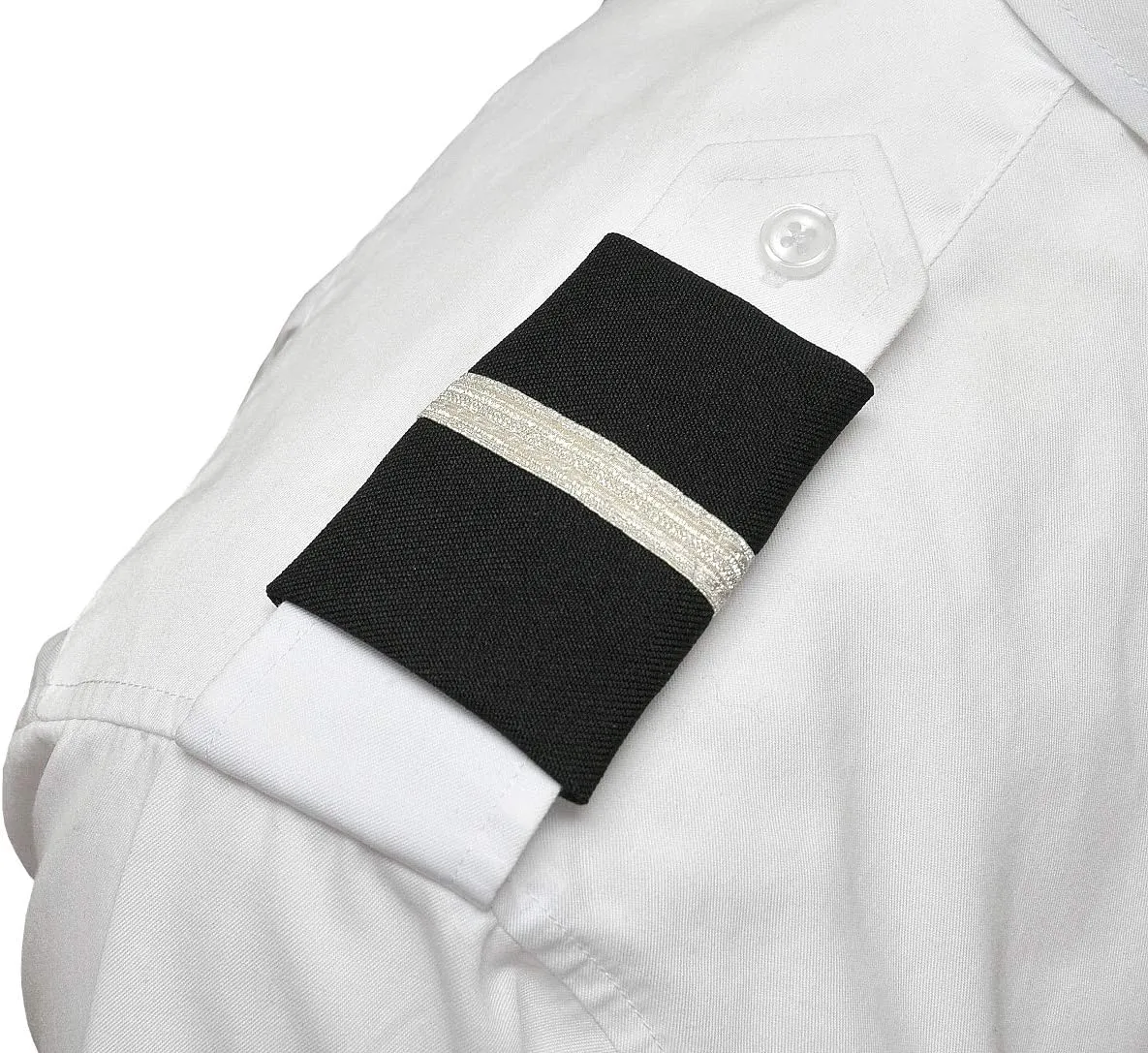 Flight Student - One Bar Pilot Epaulets Silver Metallic on Black