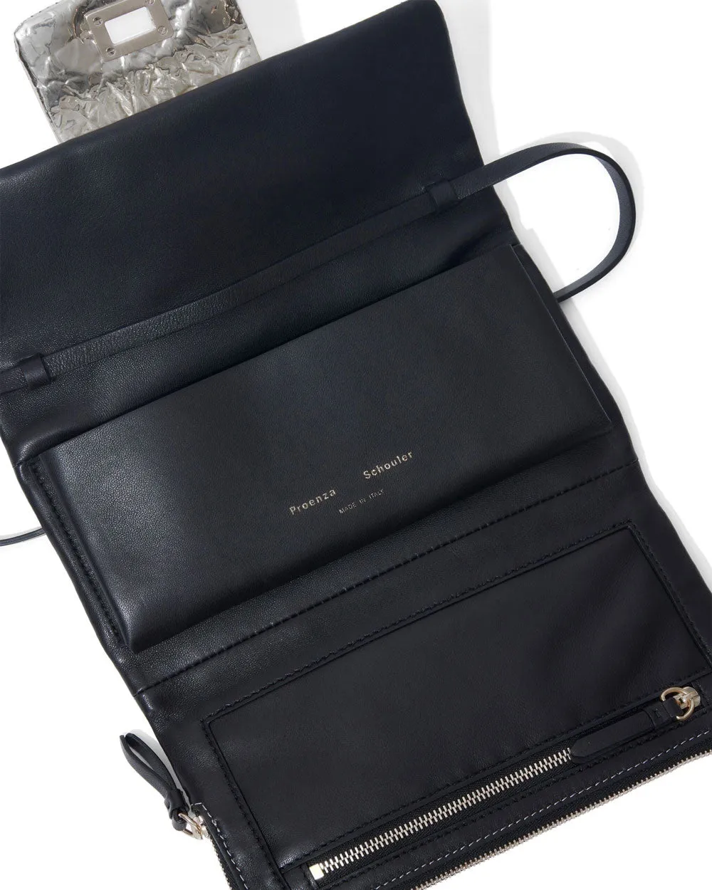 Flip Metallic Shoulder Bag in Silver