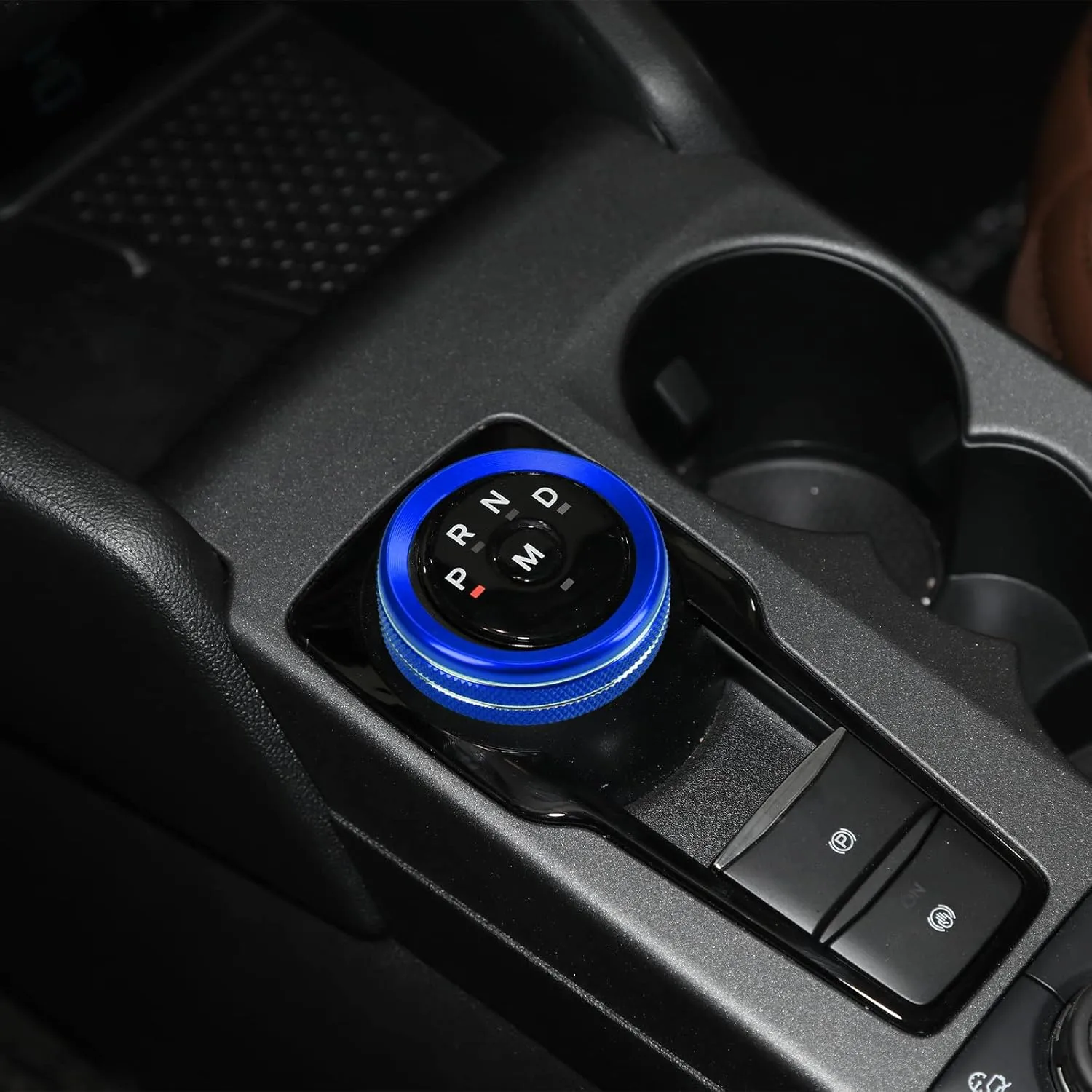 for 2021-2024 Ford Bronco Sport Accessories Air Conditioner AC Headlight Switch Knob 4WD Wheel Drive Trailer Gear Shift Switch Knob Cover 7PCS Blue Aluminum Alloy(Don't for Bronco)
