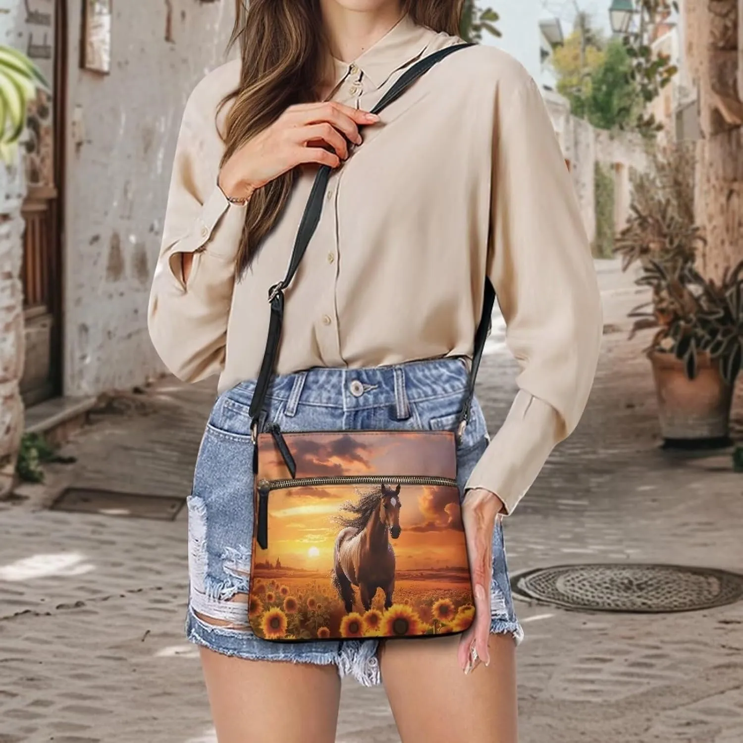 FOR U DESIGNS Crossbody Bags for Women Trendy Travel Leather Shoulder Satchel Bags with Zipper Pockets for Work