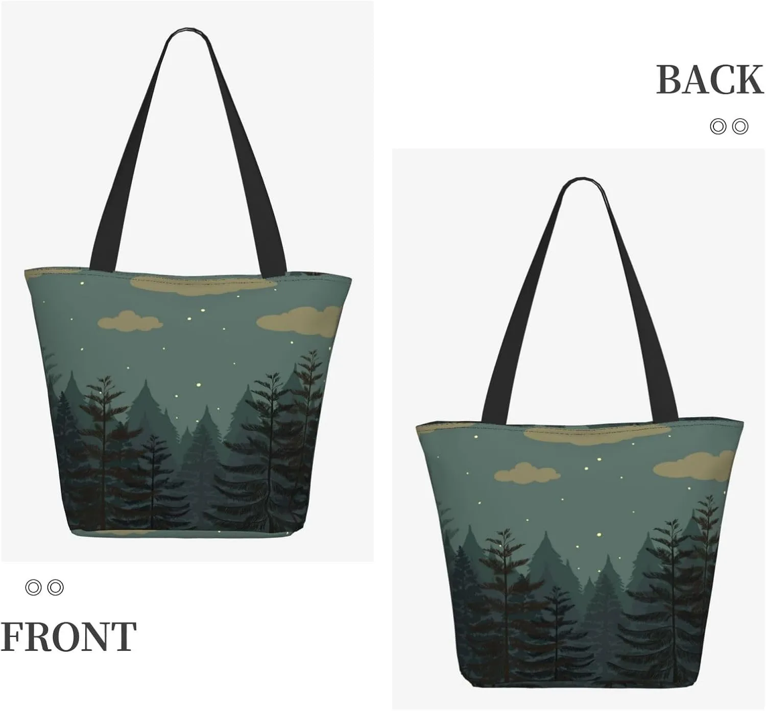 Forest Night Time Tote Bag for Women, Travel Tote Handbags for Gym