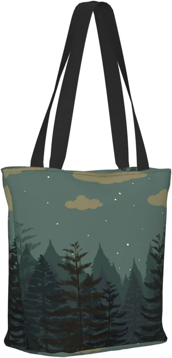Forest Night Time Tote Bag for Women, Travel Tote Handbags for Gym