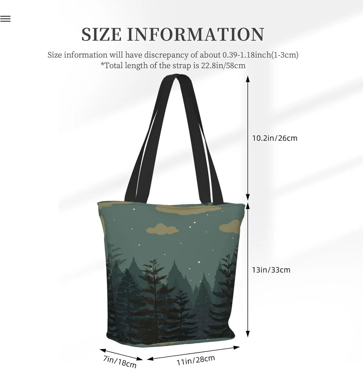 Forest Night Time Tote Bag for Women, Travel Tote Handbags for Gym