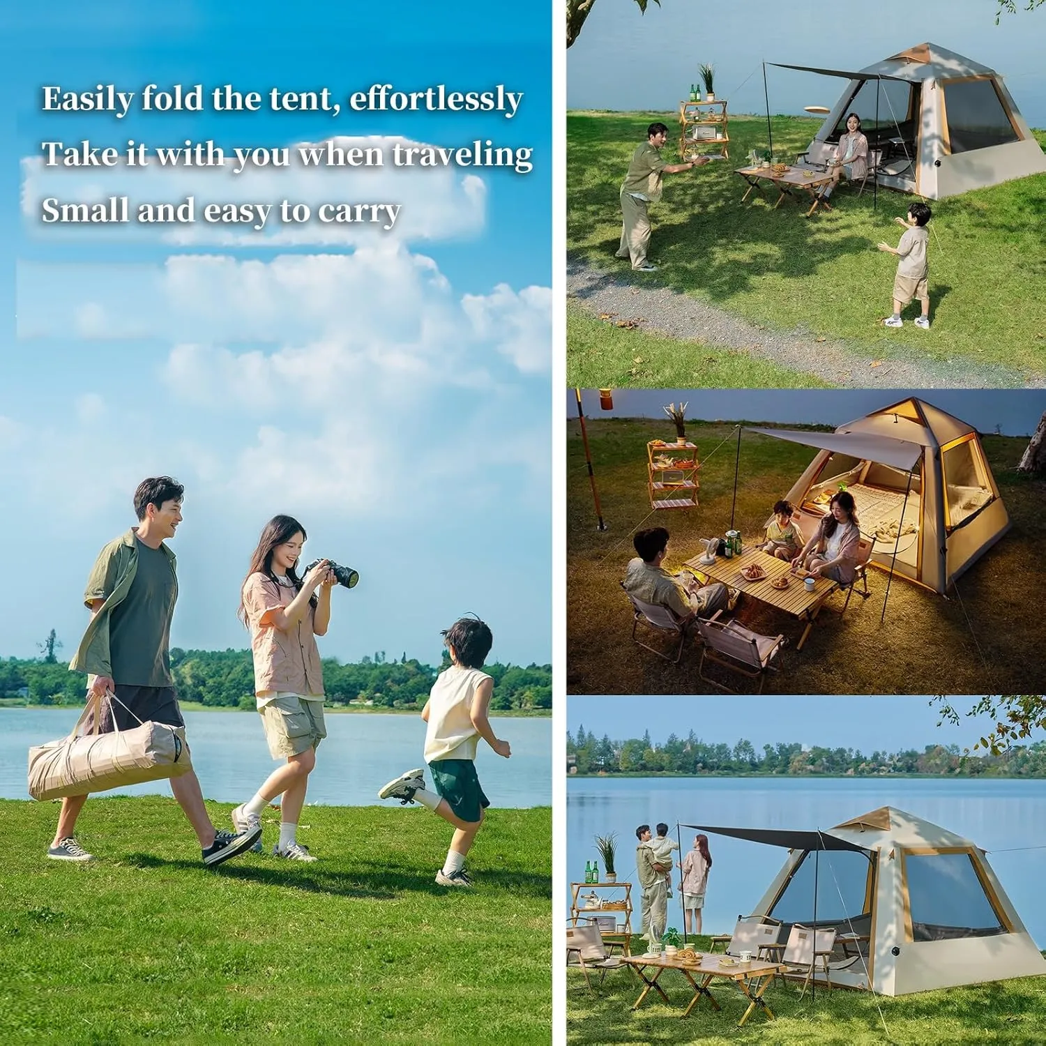 FORRTY Automatic Inflatable Tent Dome Camping Tent Level 7 Windproof,Suitable for 5-8 People,UPF50  Sun Protection,Level 4 Rain Cover,Portable Storage,No Installation Required