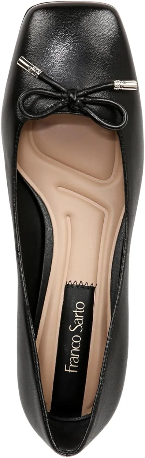 Franco Sarto Women's Natalia Square Toe Block Heel Pump with Bow