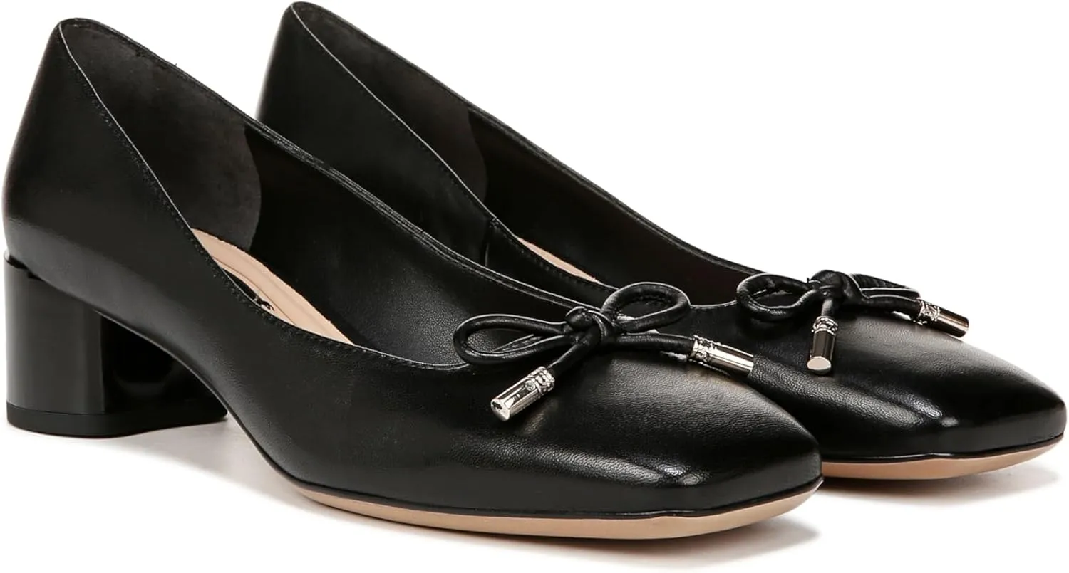 Franco Sarto Women's Natalia Square Toe Block Heel Pump with Bow