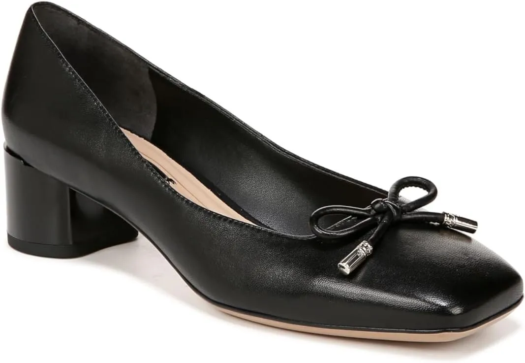 Franco Sarto Women's Natalia Square Toe Block Heel Pump with Bow