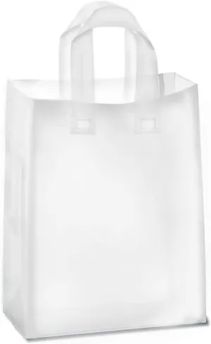 Frosted Plastic Gift Bags 100 Pack 8" x 10" x 4" Clear Frosted Bags with Soft Loop Handles for Gifts Retail and More…