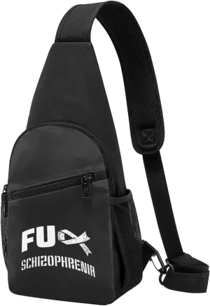 Fuck Schizophrenia Awareness Chest Pack Leisure Shoulder Crossbody Chest Bag