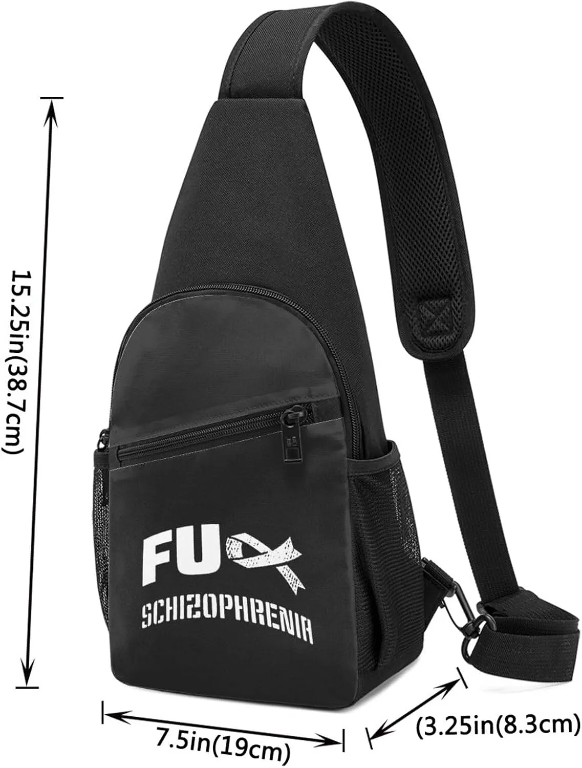 Fuck Schizophrenia Awareness Chest Pack Leisure Shoulder Crossbody Chest Bag