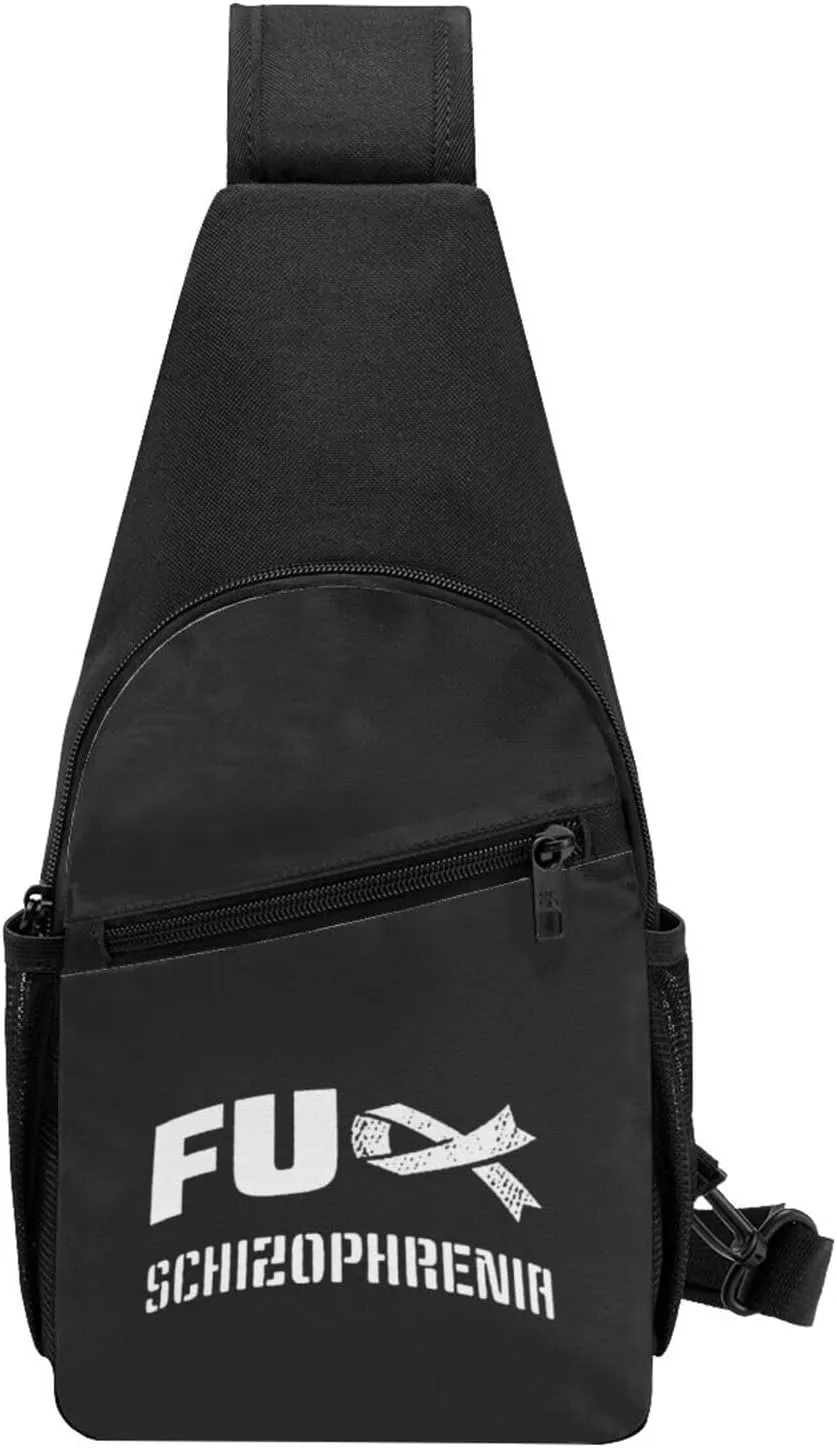 Fuck Schizophrenia Awareness Chest Pack Leisure Shoulder Crossbody Chest Bag