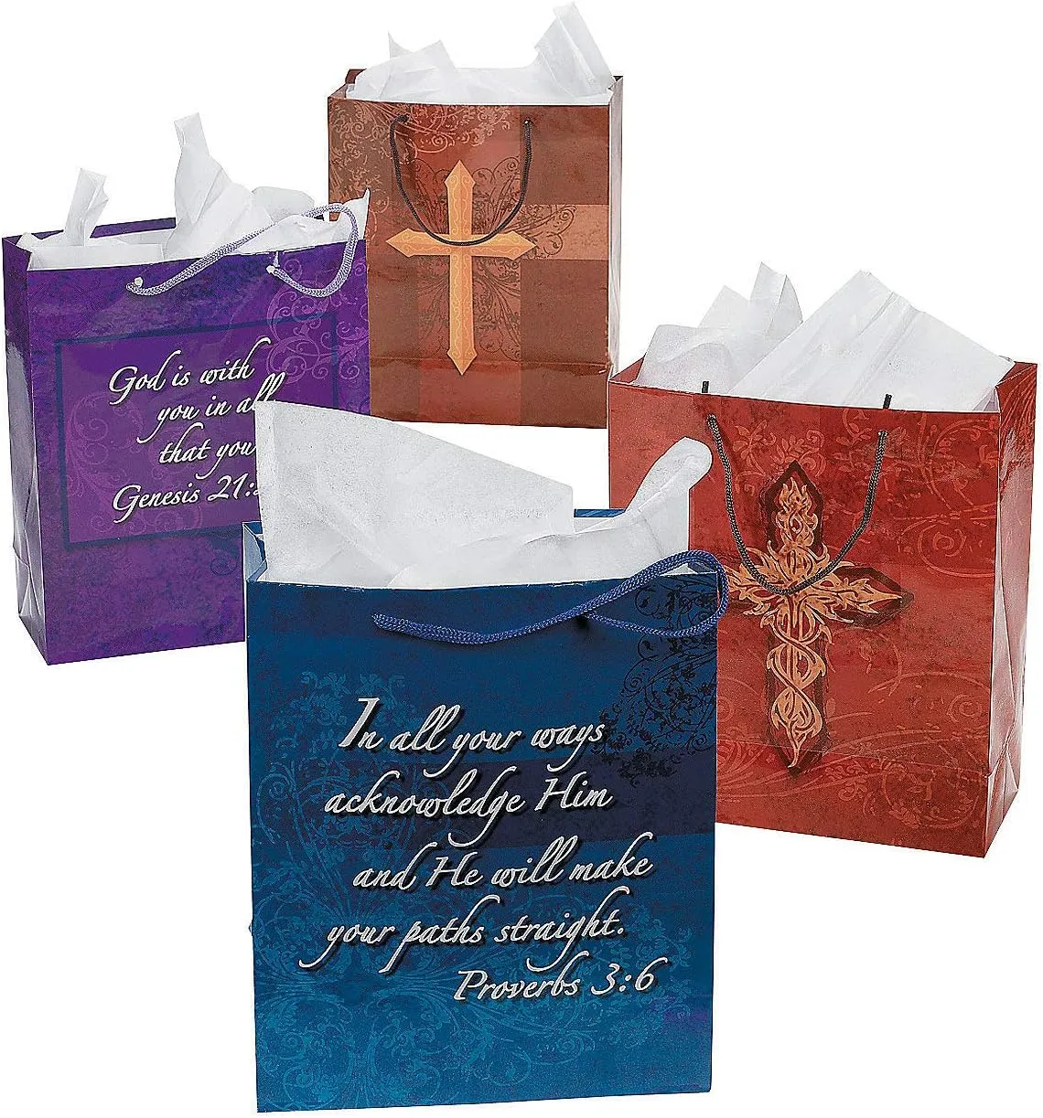 Fun Express Inspirational Religious Gift Bags with handles (set of 12) Party Supplies