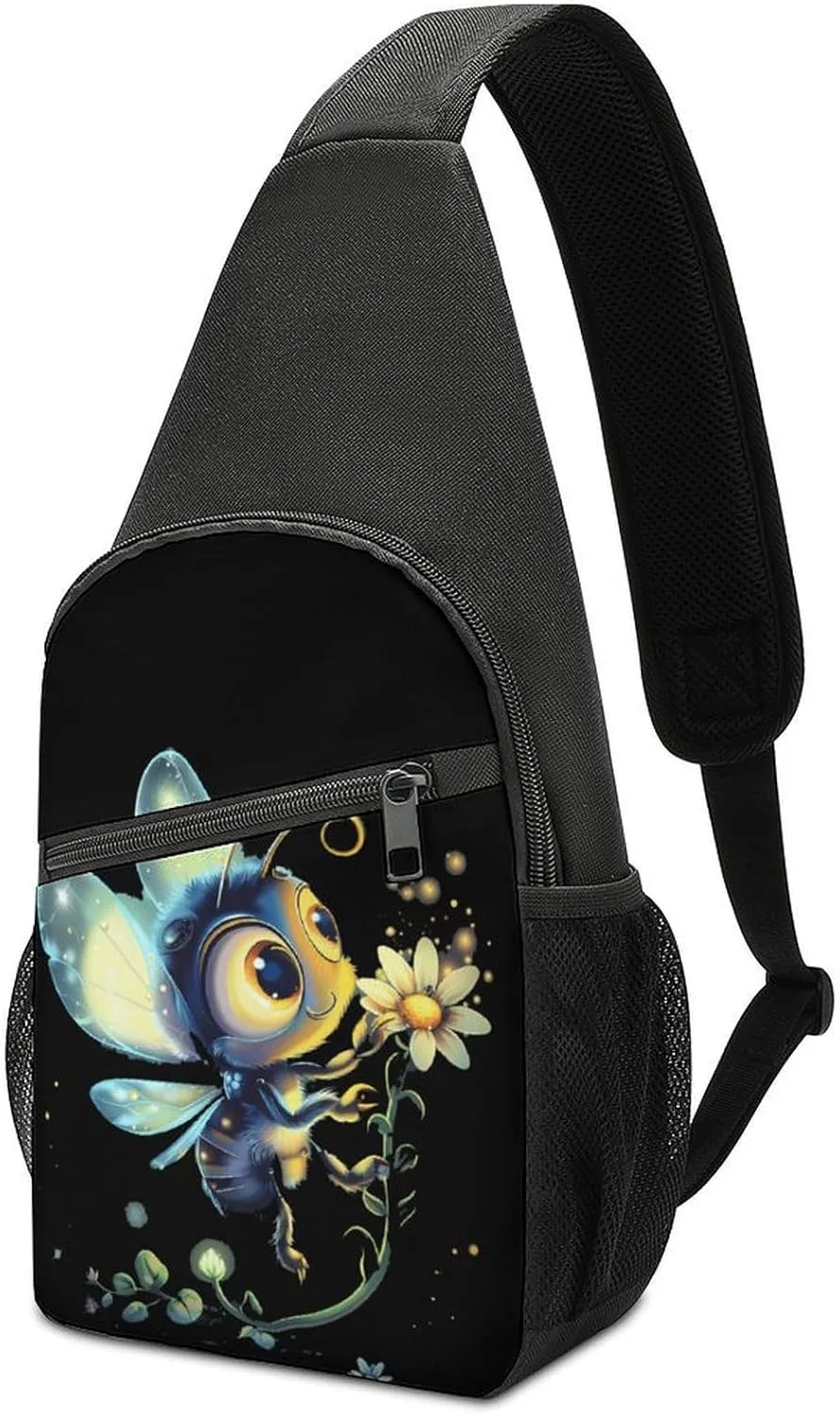 Funny Firefly Bugs Insects Crossbody Bags for Women Men Sling Bag Bakpack Shoulder Bag Travel Hiking Daypack