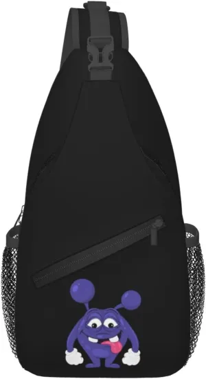 Funny Purple Monster Crossbody Bags For Women Men Chest Backpack Gym Shoulder Bag Travel Outdoor Sports Casual Crossbody Bags
