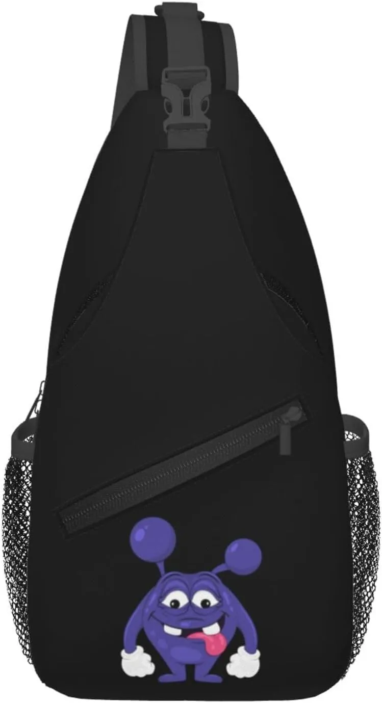 Funny Purple Monster Crossbody Bags For Women Men Chest Backpack Gym Shoulder Bag Travel Outdoor Sports Casual Crossbody Bags