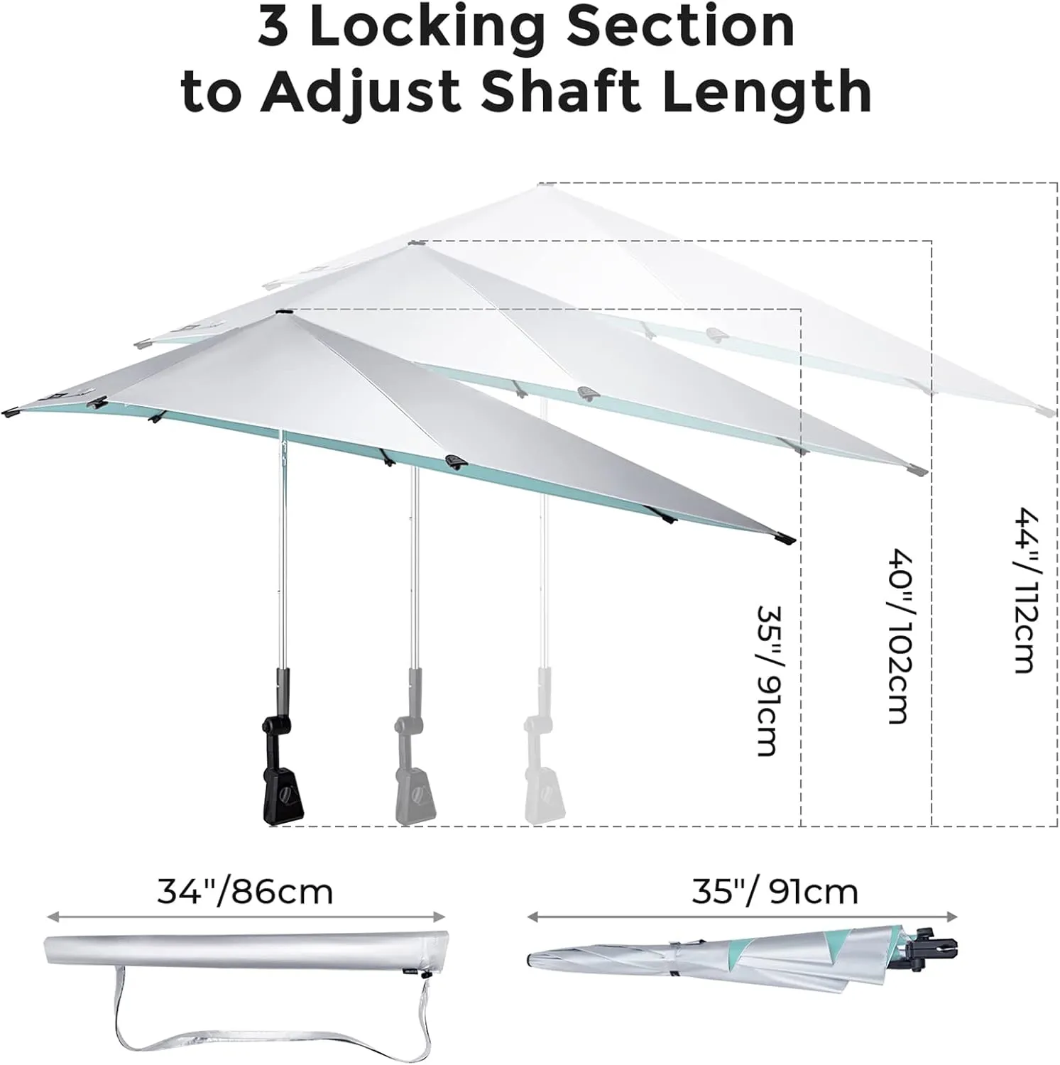 G4Free UPF 50  Height Adjustable Chair Umbrella with Universal Clamp for Beach Chair, Golf Cart, Wheelchair, Stroller, Bleacher, Patio (Lake Blue)