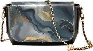 GAIGEO Abstract Gold and Silver Swirls Womens Crossbody Bag Leather, Leather Crossbody Purses for Women