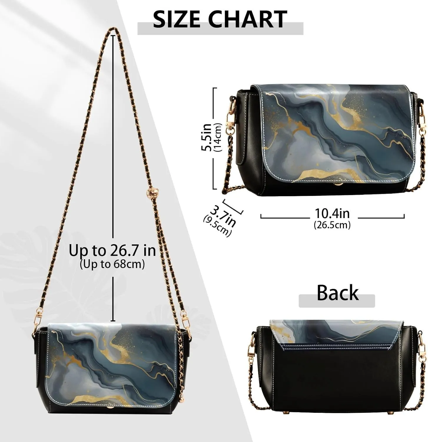 GAIGEO Abstract Gold and Silver Swirls Womens Crossbody Bag Leather, Leather Crossbody Purses for Women