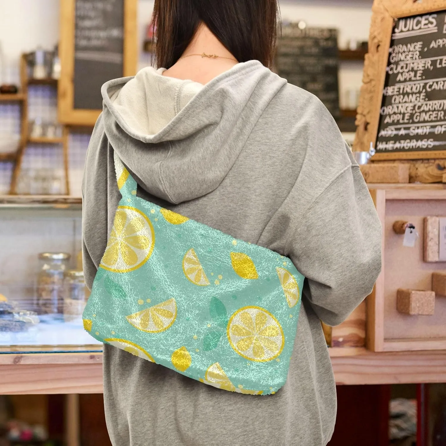 GAIGEO Contemporary Lemon Slice Mint Woman Shoulder Bag, Bags for Women Handbag, Autumn Handbags