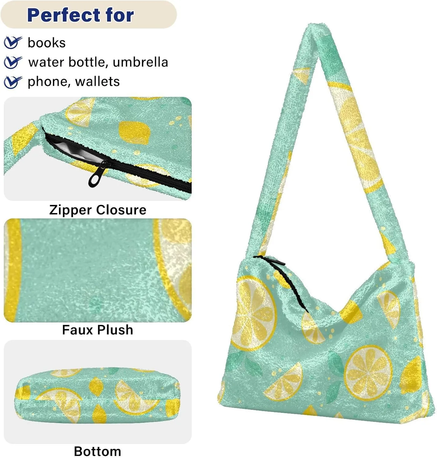 GAIGEO Contemporary Lemon Slice Mint Woman Shoulder Bag, Bags for Women Handbag, Autumn Handbags