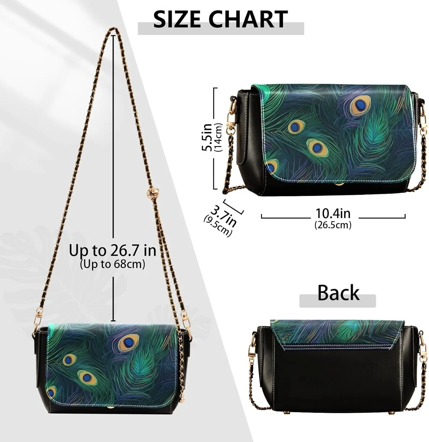 GAIGEO Dragonfly in Turquoise Garland on Black Crossbody Bag with Pocket, Leather Ladies Crossbody Bags