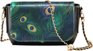 GAIGEO Dragonfly in Turquoise Garland on Black Crossbody Bag with Pocket, Leather Ladies Crossbody Bags