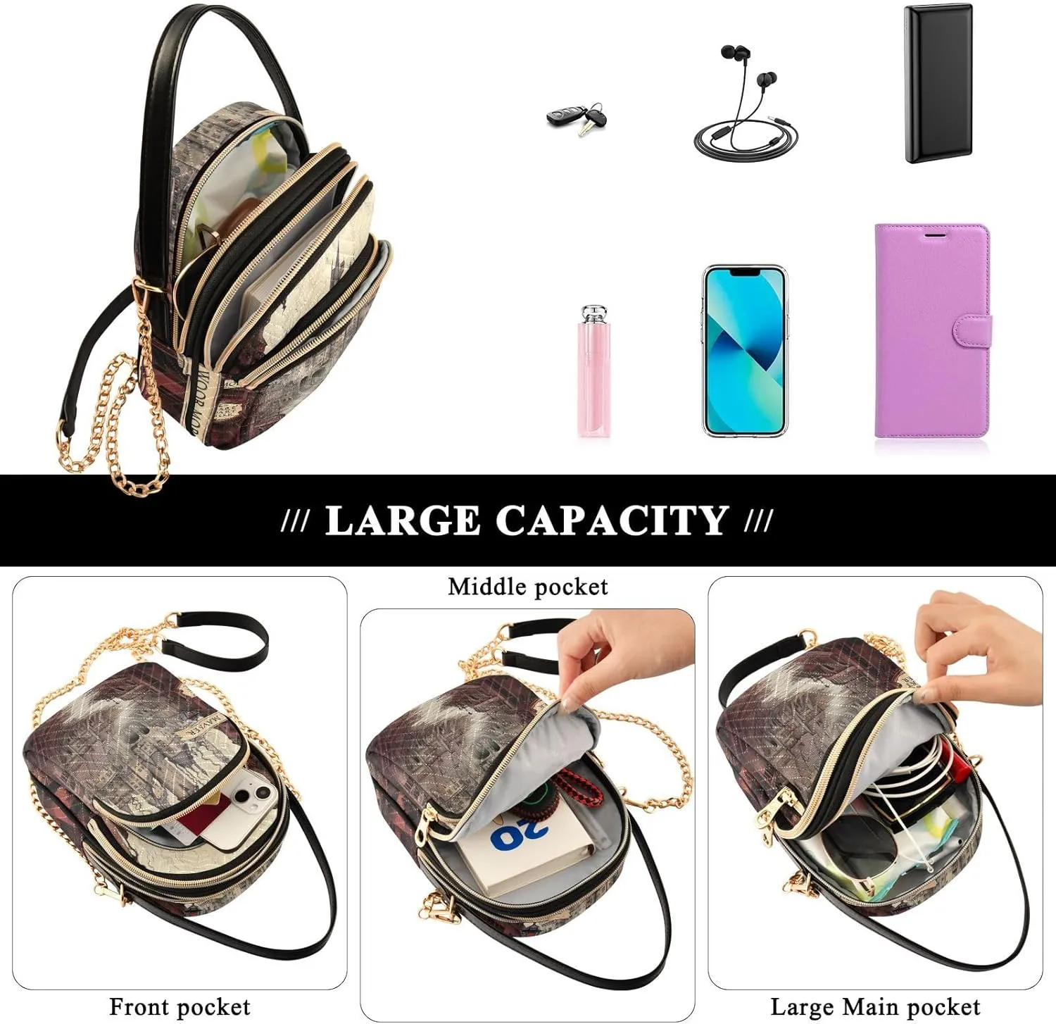 GAIGEO Fantasy World Flower Sea Purses for Women Crossbody Bag Small, Women's Crossbody Handbags Small, Shoulder Bags