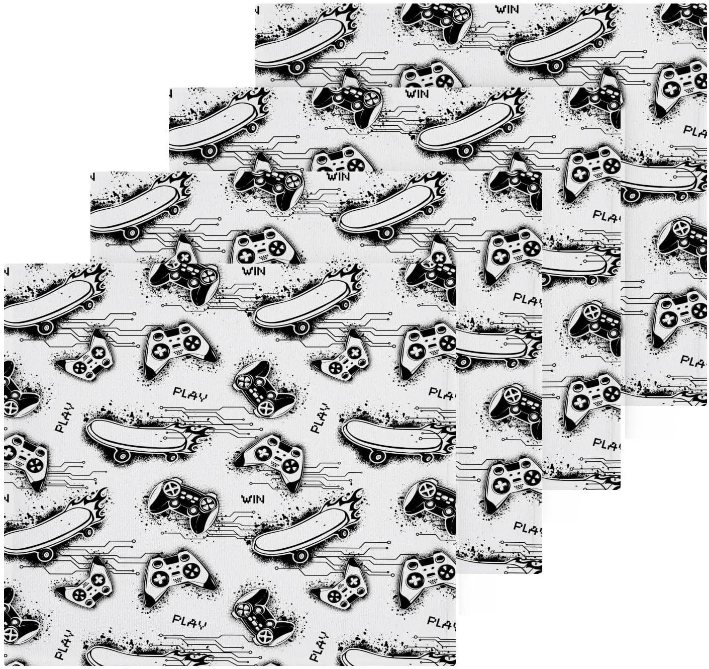 Gamepads Pattern Cotton Bath Washcloths, Highly Absorbent Soft Face Cloths, Wash Cloth Set of 2, 12 x 12 Inch.
