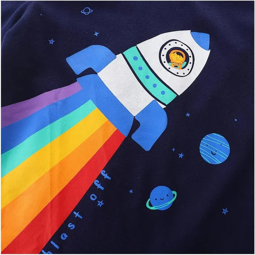 GFQLONG Toddlers Baby Boys Pack of 3 Cotton Short Sleeve Shirts Clothes Dinosaur Graphic T-Shirt Outfit
