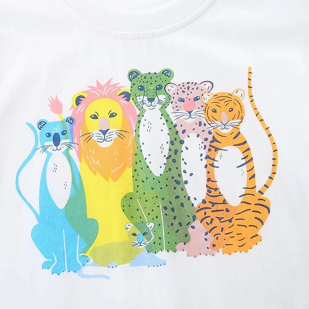 GFQLONG Toddlers Baby Boys Pack of 3 Cotton Short Sleeve Shirts Clothes Dinosaur Graphic T-Shirt Outfit