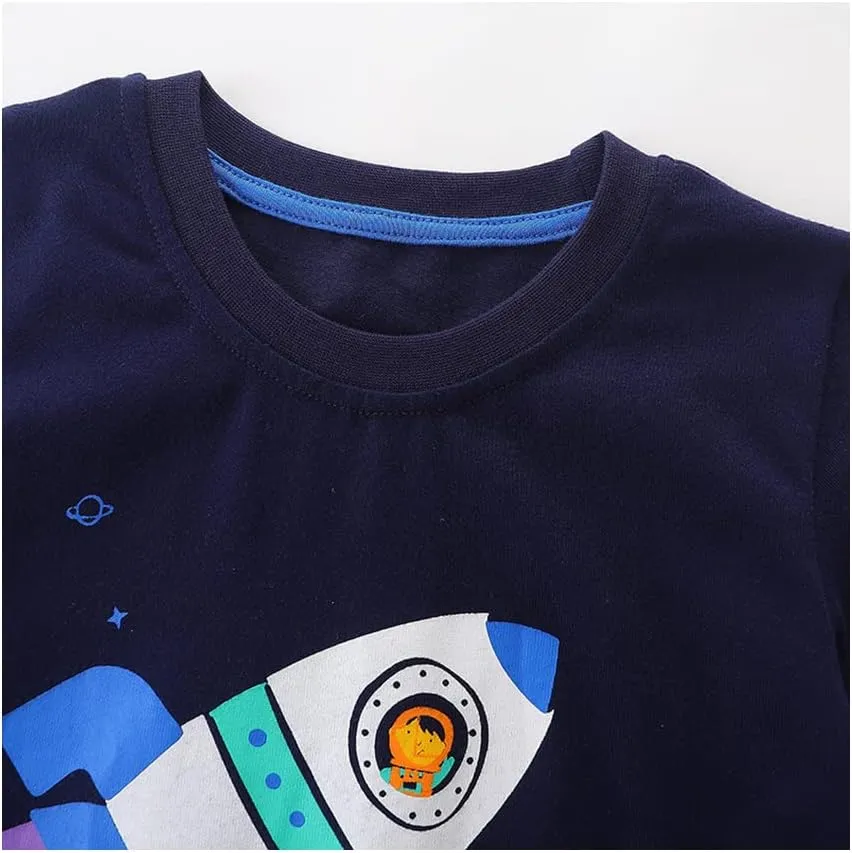 GFQLONG Toddlers Baby Boys Pack of 3 Cotton Short Sleeve Shirts Clothes Dinosaur Graphic T-Shirt Outfit