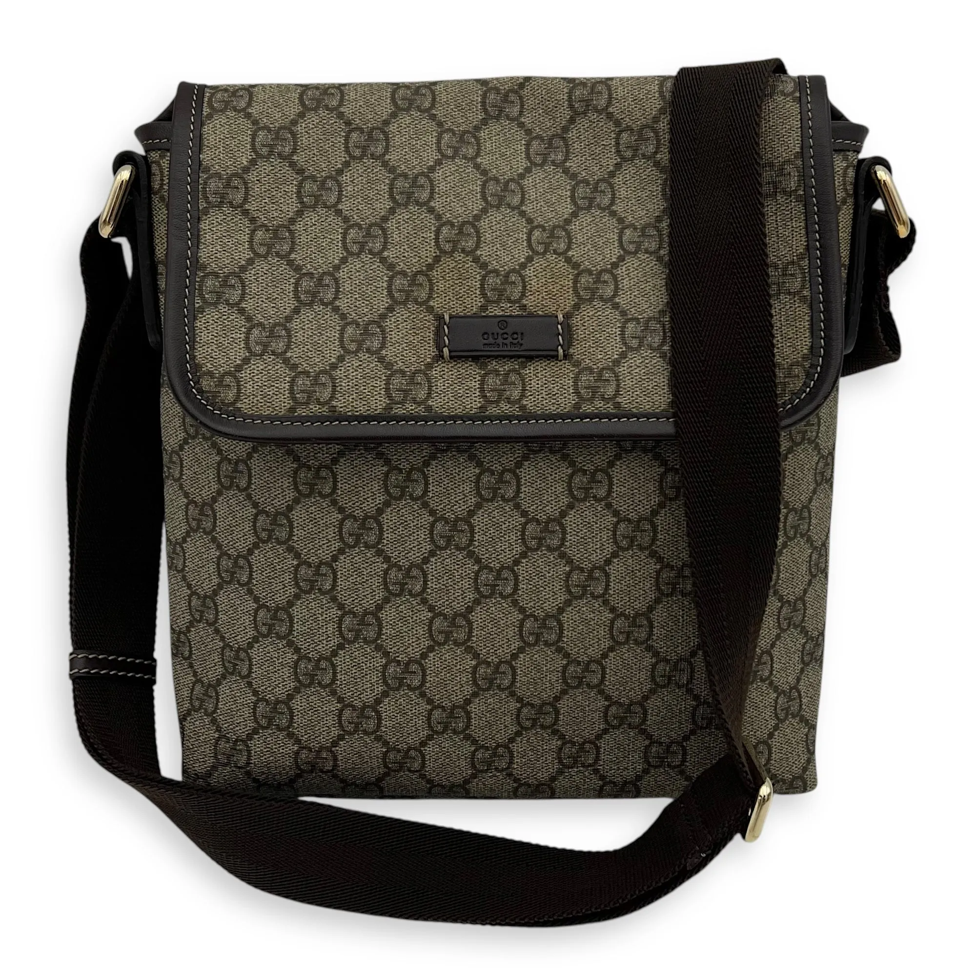 GG Grey Crossbody Bag in Coated Canvas, Light Gold hardware