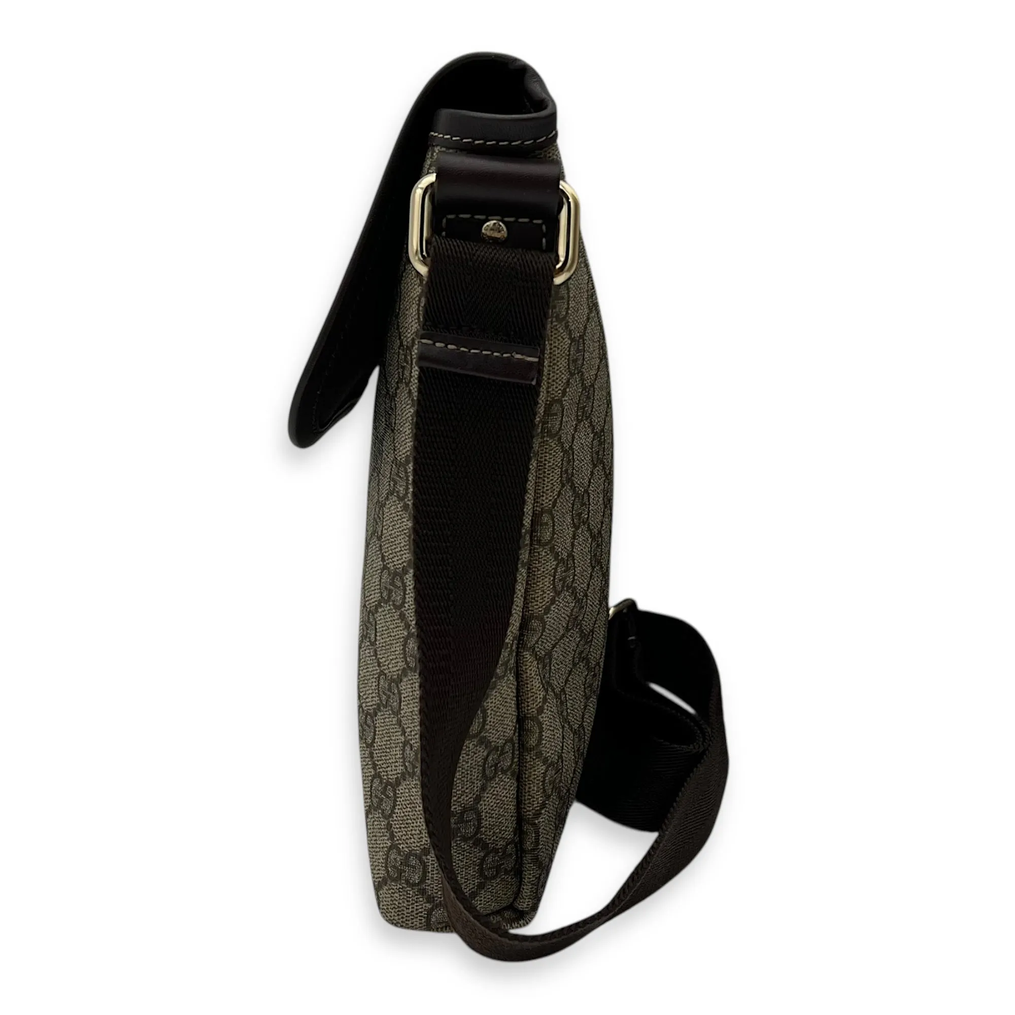 GG Grey Crossbody Bag in Coated Canvas, Light Gold hardware