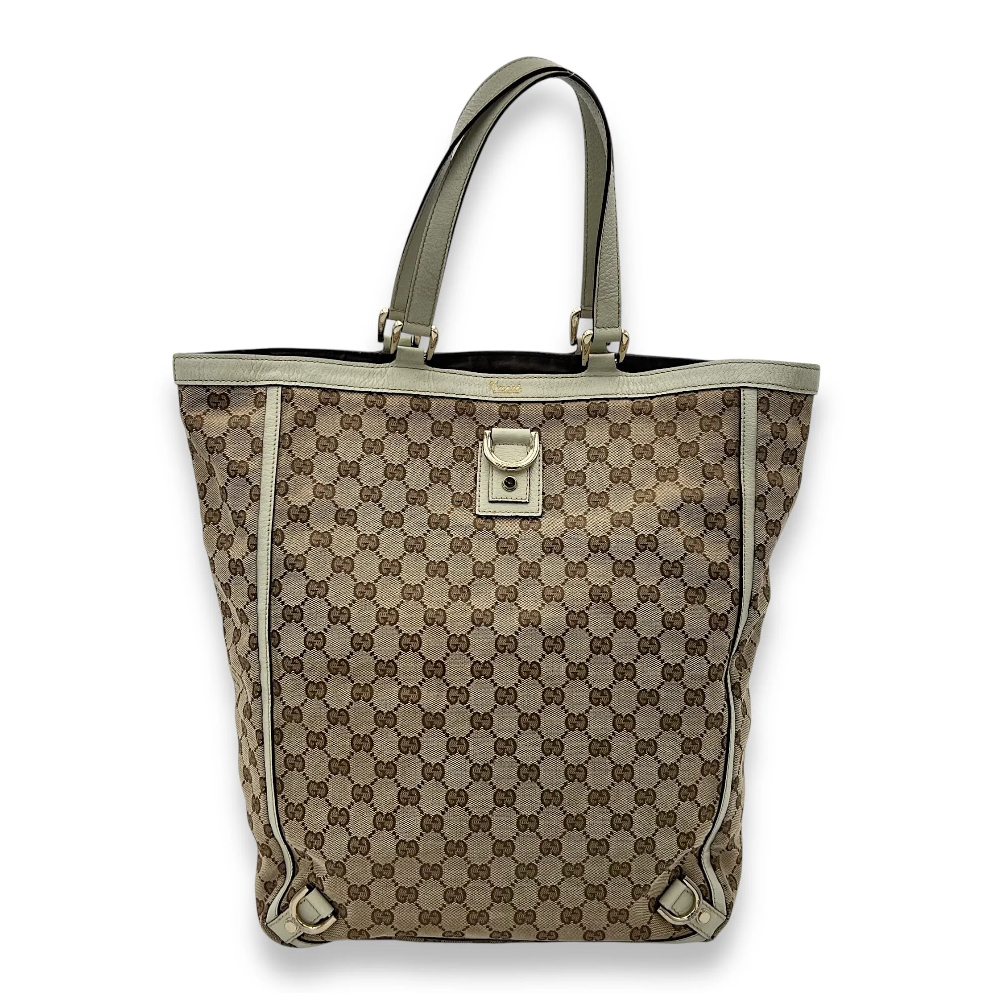 GG Tote Bag Brown in Canvas, Gold hardware
