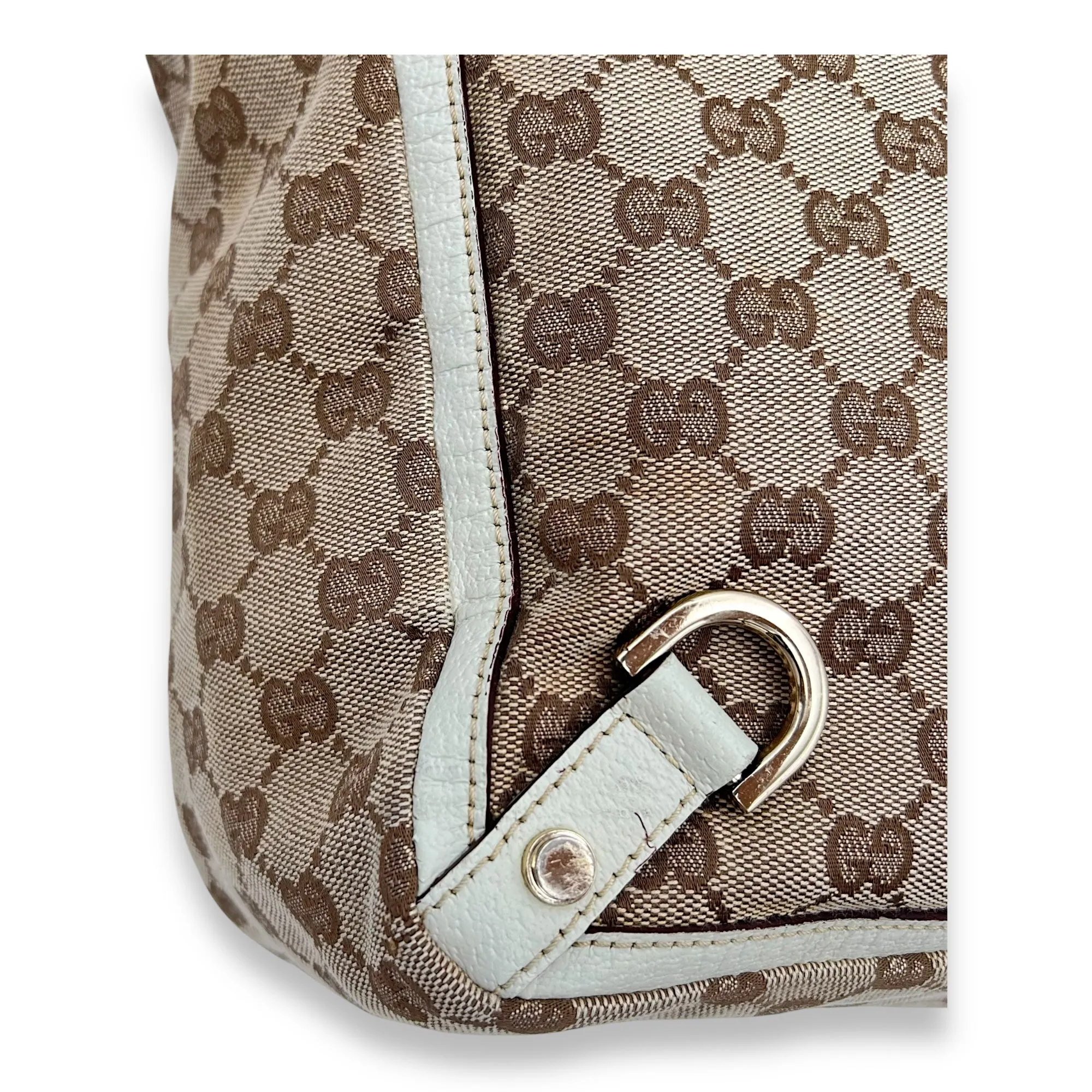 GG Tote Bag Brown in Canvas, Gold hardware