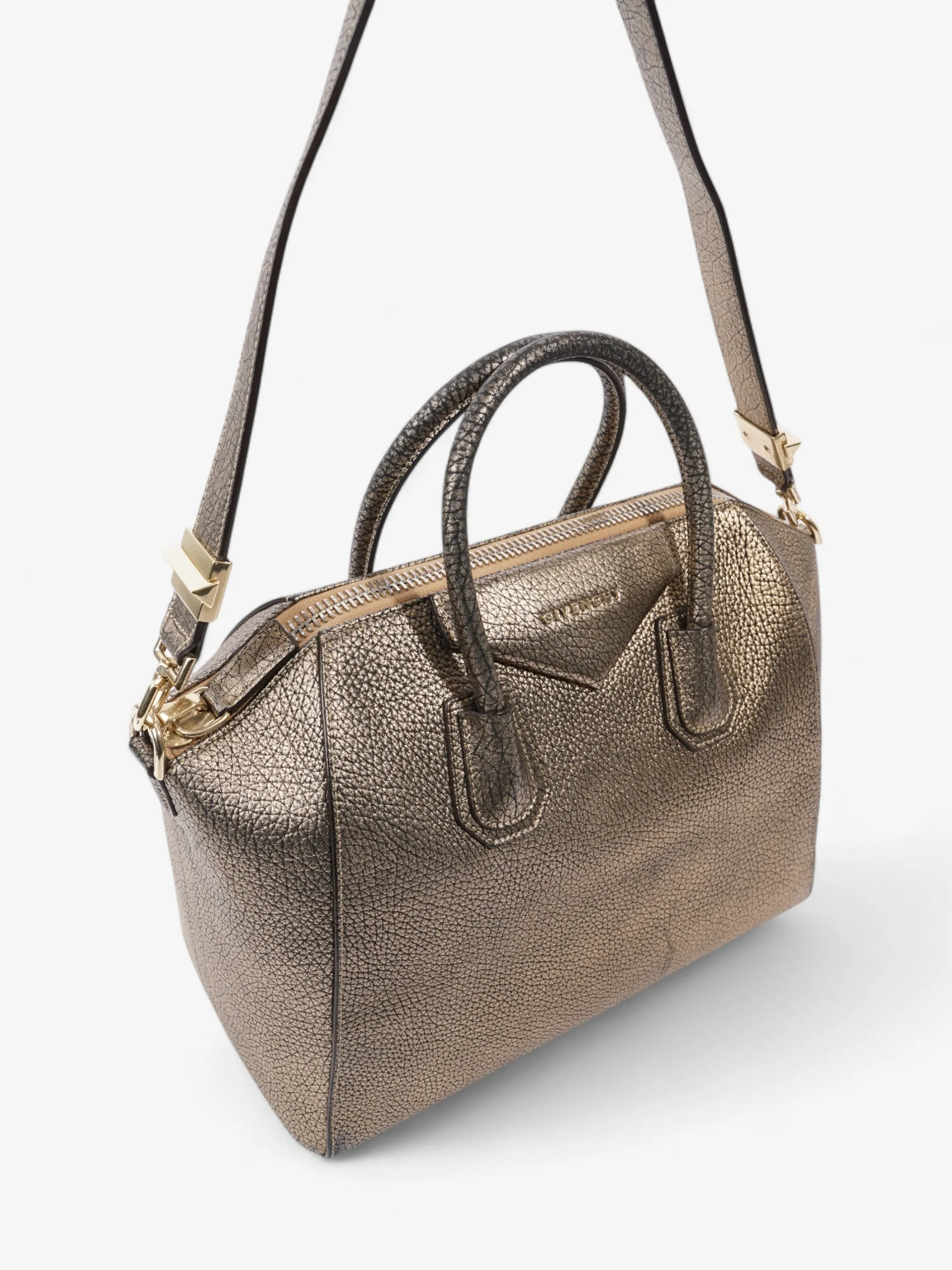 Givenchy Antigona Metallic Light Gold Goatskin Leather Medium